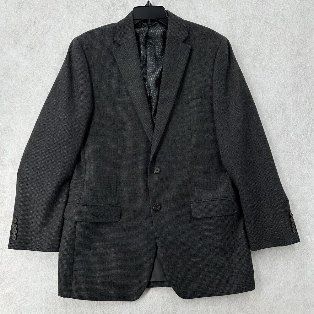 Lauren Ralph Lauren Blazer Jacket Mens 40L Grey Sports‎ Coat Wool 2 Button